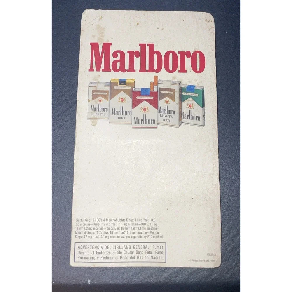 Vintage RARE 1989 New‎ Marlboro Brand Genuine Leather Brown Bi-Fold Wallet